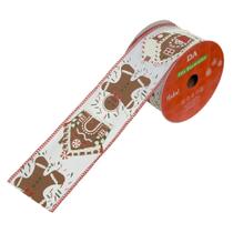 FITA ARAMADA CANDY GINGERBREAD C/COSTURA VERMELHA 9,14m - Flor Arte