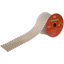 Fita Aramada de Tecido Bege com Detalhes Vermelhos - 6,3cm x 9,14m (Florarte) - Volume 6