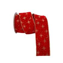 Fita aramada de veludo com lua + estrelas douradas