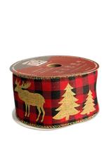 Fita Aramada Decorativa De Natal Pre/Verm/Dour - 6,3cmx9,14m