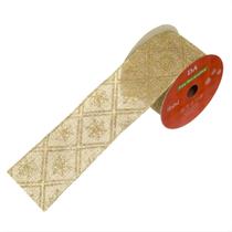 Fita Aramada Natal Juta Glitter Champanhe Luxo 6,3cm 9,14m Fita Aramada Natal Juta Glitter Champanhe Luxo 6,3cm 9,14m