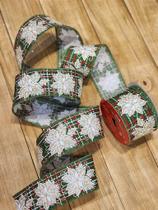 Fita aramada tecido xadrez verde e vermelho floco de neve - 6,3cm largura 9,14cm comprimento Fita aramada tecido xadrez verde e vermelho floco de neve - 6,3cm largura 9,14cm comprimento