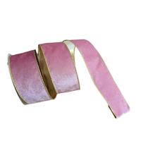 Fita aramada veludo rosa - fundo dourado
