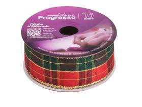 Fita aramada xc026-038 38mm cor 01 xadrez natalino ourela dourada 10 mts Fita aramada xc026-038 38mm cor 01 xadrez natalino ourela dourada 10 mts