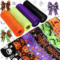 Fita artesanal Yuefunny Halloween, 10 peças de fita de serapilheira e malha