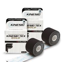 Fita atlética Kinesio Taping Tex Gold FP preta 5 cm x 5 m, pacote com 2