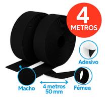 Fita Autocolante Fecho Adesivo Forte Resistente 4 Metros 50mm Largo Preto