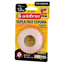 Fita Banana Dupla Face Espuma Fixa Pro Adelbras - 19mm x 2m Fita Banana Dupla Face Espuma Fixa Pro Adelbras - 19mm x 2m