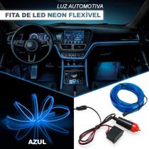 Fita Barra Led P/ Painel Azul Escuro Marinho Fiat Novo Uno 2011 2012 2013 2014 5m Metros Flexível Tunning Top