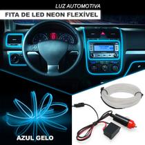 Fita Barra Led P/ Painel Azul Gelo Claro Bebê Fiat Strada 2004 2005 2006 2007 5m Flexível Top