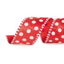 Fita Bolas Vermelho/Branco 3,8cm - 01 unidade 9,14m - Cromus Natal - Rizzo Fita Bolas Vermelho/Branco 3,8cm - 01 unidade 9,14m - Cromus Natal - Rizzo