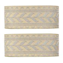 Fita bordada grega 38mm cor creme prateado metro Fita bordada grega 38mm cor creme prateado metro
