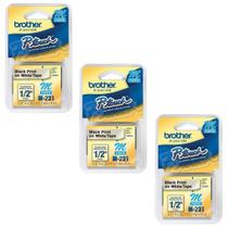 Fita Brother M-231 Preto sobre Branco Kit Brother PT-65 Brother PT-70 3 UND
