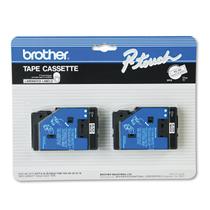Fita Brother TC-20 12 mm x 7,7 m preta sobre branco para Pt-6 8 10 12 15 20 150 170, pacote com 2