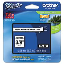 Fita Brother TZe221 preta sobre branco de 9 mm para fabricantes de etiquetas P-touch