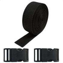 Fita Cadarço 25mm 1mt Com 2 Fechos Fivela Engate Rápido P/ Mochilas Bolsas Bags Malas