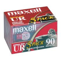 Fita Cassete Maxell UR 90 - Normal Bias - Pacote com 5 Unidades