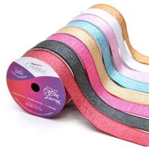 FITA CETIM LUREX CINDERELA ACABAMENTO 38mm DECORAÇÃO DE NATAL LAÇOS PRESENTES EMBALAGENS