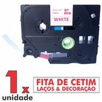 Fita Cetim TZ R232 Compatível P/ BROTHER 12mm Red / White