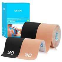 Fita cinesiológica OK TAPE de 10 polegadas, pré-cortada, 20 tiras, bege/preta Fita cinesiológica OK TAPE de 10 polegadas, pré-cortada, 20 tiras, bege/preta