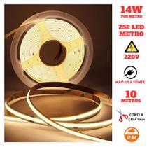 Fita COB 252 LED's 10 Metros IP44 220V 14W 3000K Liga Direto Fita COB 252 LED's 10 Metros IP44 220V 14W 3000K Liga Direto