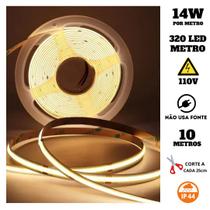Fita COB 320 LED's 10 Metros IP44 110V 14W 3000K Liga Direto