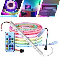 Fita Cob Digital 650 Led/m 328 Efeitos 5m 12v 12w/m + Fonte Barra
