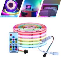 Fita Cob Digital Rgb 650 Led/m 328 Efeitos 5m 12v Luz Linear