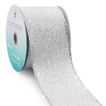 Fita com fio com glitter CT CRAFT LLC 2,5 x 10 jardas prata Fita com fio com glitter CT CRAFT LLC 2,5 x 10 jardas prata