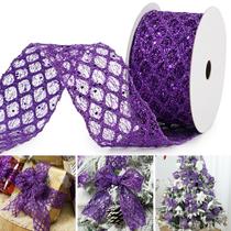 Fita com fio de Natal MAYREEL roxa 2,5 cm x 9 m com glitter