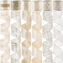 Fita com fio MAYREEL Champagne Gold, 6 rolos, 9 m no total