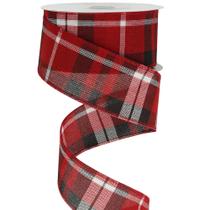 Fita com fio xadrez de búfalo vermelho preto MEEDEE 6 cm x 23 m Fita com fio xadrez de búfalo vermelho preto MEEDEE 6 cm x 23 m