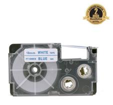 Fita Compatível Casio XR-18WEB Branca Letra Azul 18mm