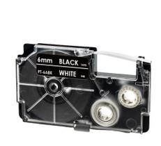 Fita Compatível Casio XR-6ABK Preta Letra Branca 6mm