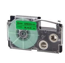 Fita Compatível Casio XR-6GN Verde Letra Preta 6mm