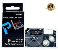 Fita Compatível Casio XR-9ABK Preta Letra Branca 9mm