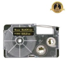 Fita Compatível Casio XR-9BKG Preta Letra Dourada 9mm