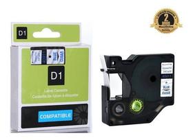 Fita Compatível Dymo D1 40911 Incolor Letra Azul 9mm