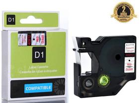 Fita Compatível Dymo D1 40912 Incolor Letra Vermelha 9mm