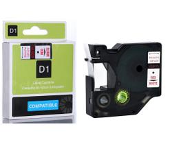 Fita Compatível Dymo D1 40915 Branca Letra Vermelha 9mm