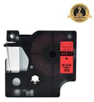 Fita Compatível Dymo D1 40917 Vermelha Letra Preta 9mm