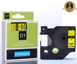 Fita Compatível Dymo D1 43618 Amarela Letra Preta 6mm
