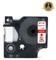 Fita Compatível Dymo D1 53715 Branca Letra Vermelha 24mm