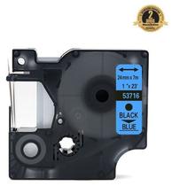 Fita Compatível Dymo D1 53716 Azul Letra Preta 24mm