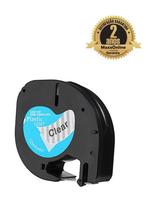 Fita Compatível Dymo Letratag 12267 Incolor Letra Preta 12mm