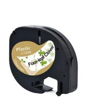 Fita Compatível Dymo Letratag LT028 Branca Trevo de Quatro Folhas Letra Preta 12mm