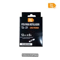 Fita Compativel P/ Rotulador Brother 12 Mm Preto/branco Tze231