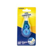 Fita Corretiva Azul Escolar 5mm x 6m de Secagem Imediata Qualidade Acrilex + Nota Fiscal.