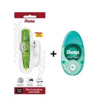 Fita Corretiva Correction Tape c/ Refil Grátis + Cola em Fita Glue Tape - Pentel