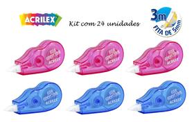 Fita Corretiva Mini Colorida Kit com 24 unidades Acrilex